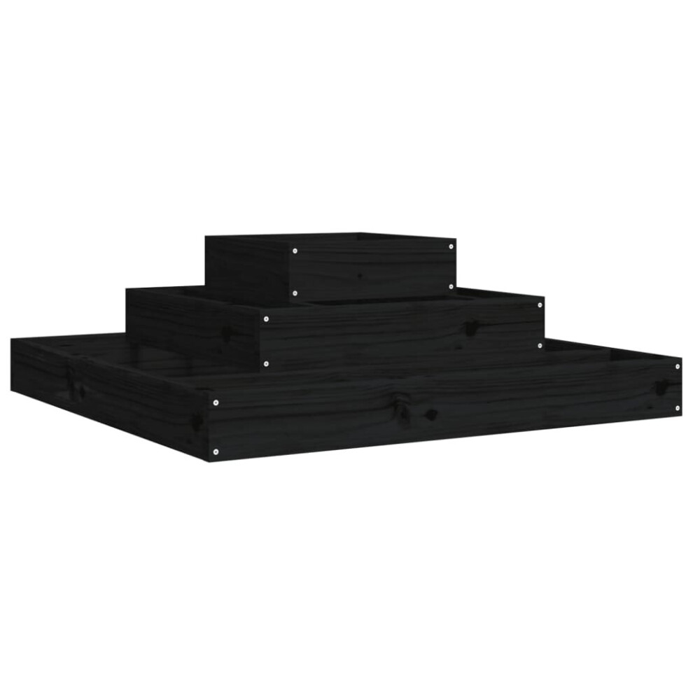 Vidaxl (Black, 80 X 80 X 27 Cm) Solid Wood Pine Planter Raised Bed Multi Colours 110X110x27/80X80x27 Cm