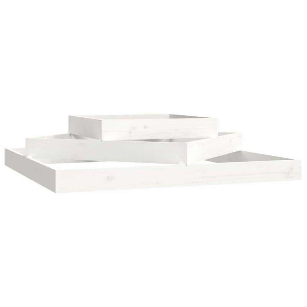 Vidaxl (White, 112 X 112 X 27 Cm) Solid Wood Pine Planter Raised Bed Multi Colours 112X112x27/83X83x27 Cm