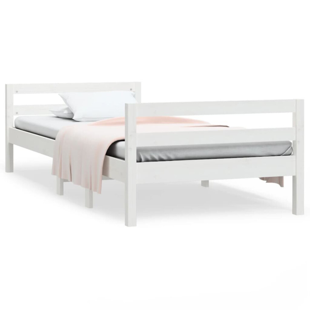 Vidaxl (White, 80 X 200 Cm) Bed Frame Wooden Bedstead Bed Base Mattress Foundation Solid Wood Pine