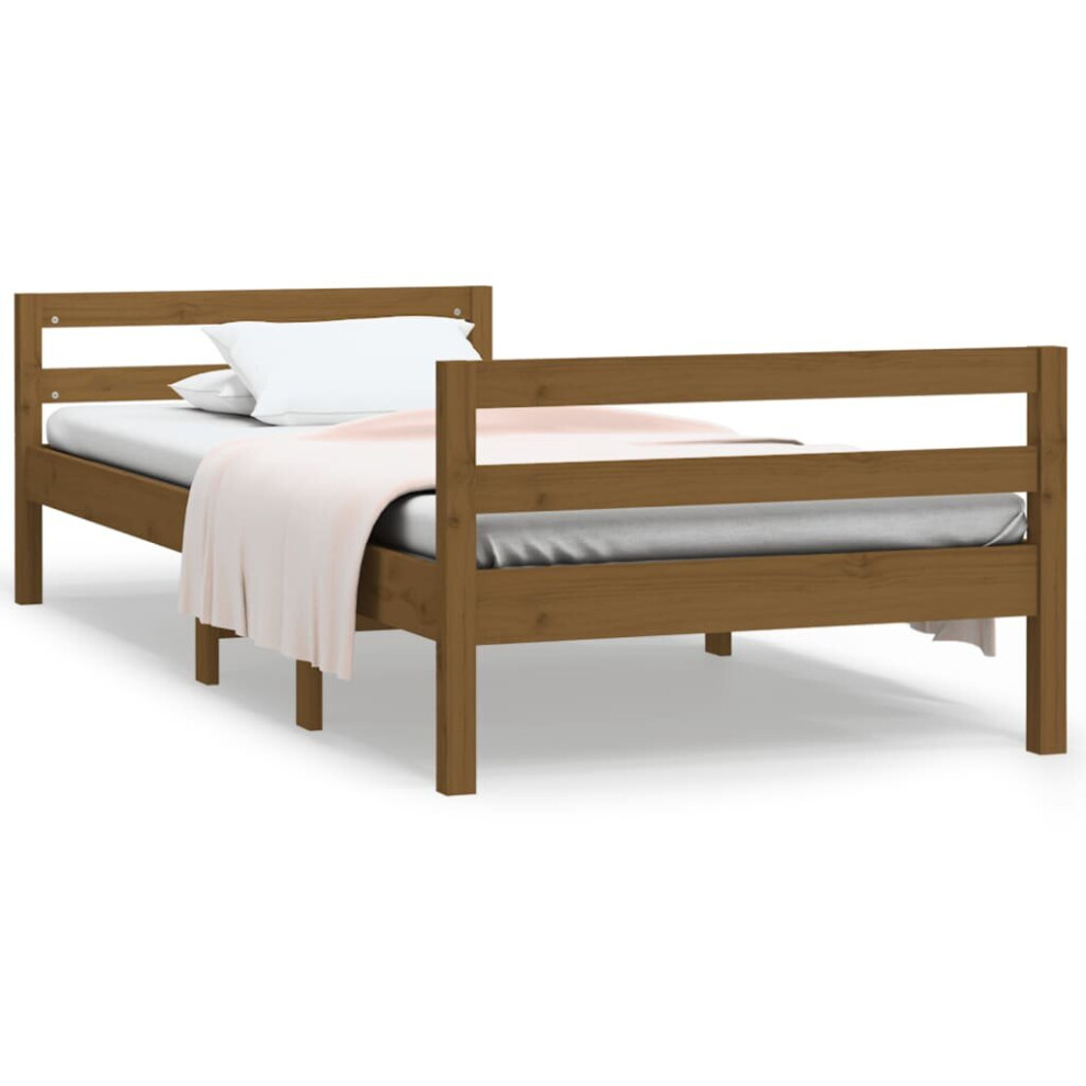 Vidaxl (Honey Brown, 75 X 190 Cm) Bed Frame Wooden Bedstead Bed Base Mattress Foundation Solid Wood Pine