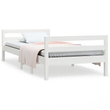 (white, 90 x 200 cm) vidaXL Bed Frame Wooden Bedstead Bed Base Mattress Foundation Solid Wood Pine