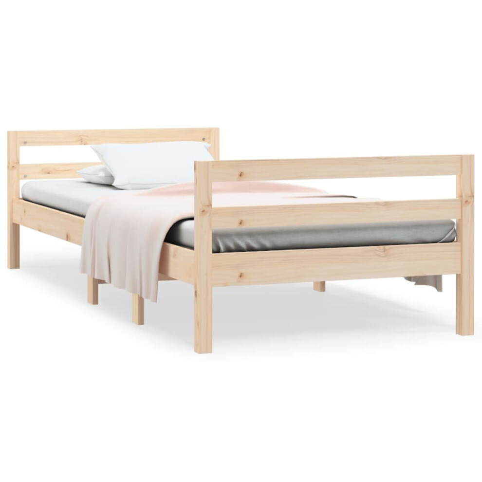Vidaxl (Brown, 90 X 200 Cm) Bed Frame Wooden Bedstead Bed Base Mattress Foundation Solid Wood Pine