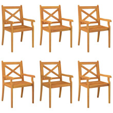 (6 pcs) vidaXL 2/3/4/6/8x Solid Wood Acacia Outdoor Dining Chairs Kitchen Accent Chair