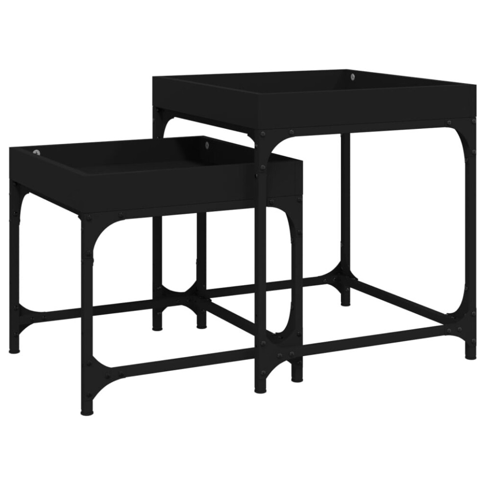 (black) vidaXL 2x Side Tables Engineered Wood Accent End Center Table Multi Colours
