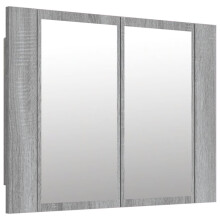 (grey sonoma) vidaXL LED Bathroom Mirror Cabinet Washroom Mirror Storage Cupboard Organiser