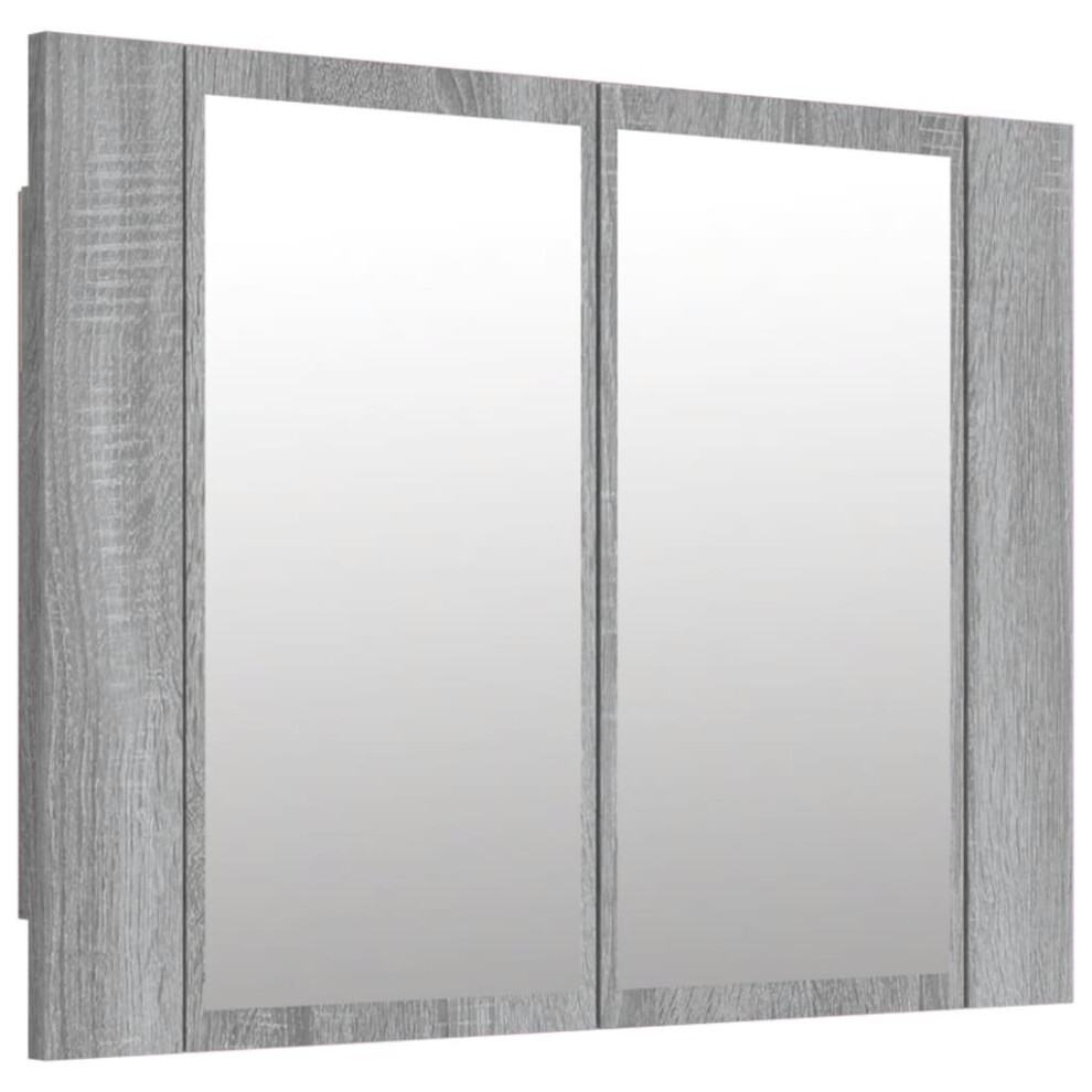 Vidaxl (Grey Sonoma) Led Bathroom Mirror Cabinet Washroom Mirror Storage Cupboard Organiser