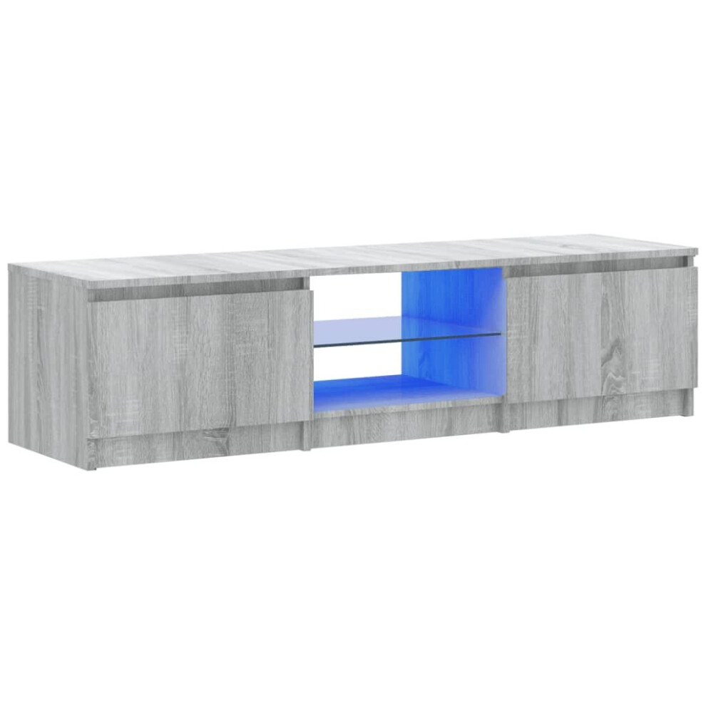 (grey sonoma) vidaXL TV Cabinet with LED Lights 140x40x35.5 cm/120x30x35.5 cm Multi Colours