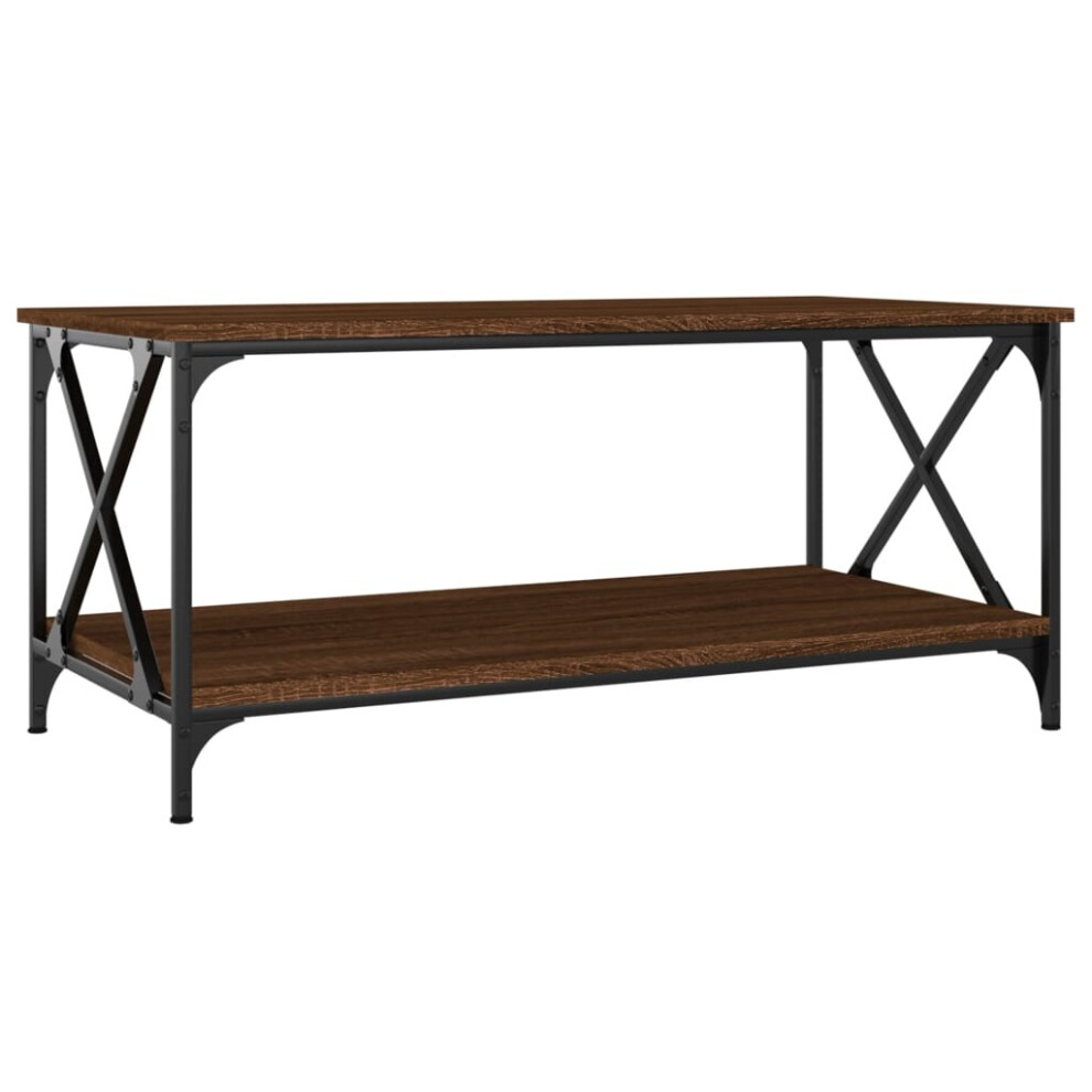 (brown oak, 100 x 50 x 45 cm) vidaXL Coffee Table Engineered Wood and Iron Accent Table Multi Colours/Sizes