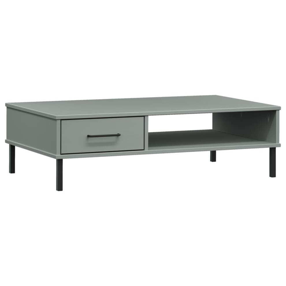 (grey) vidaXL Solid Wood Pine Coffee Table with Metal Legs OSLO Desk Multi Colours