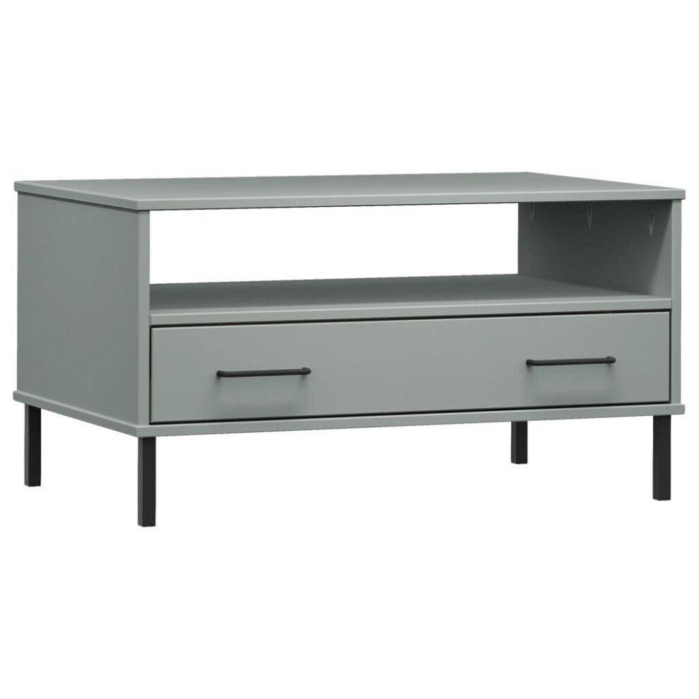 Vidaxl (Grey) Solid Wood Coffee Table With Metal Legs Oslo Couch Table Multi Colours