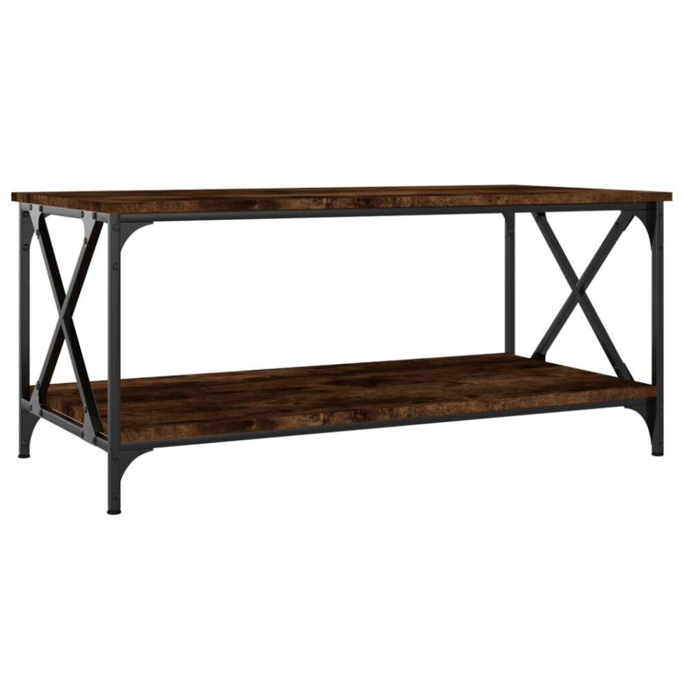 (smoked oak, 100 x 50 x 45 cm) vidaXL Coffee Table Engineered Wood and Iron Accent Table Multi Colours/Sizes