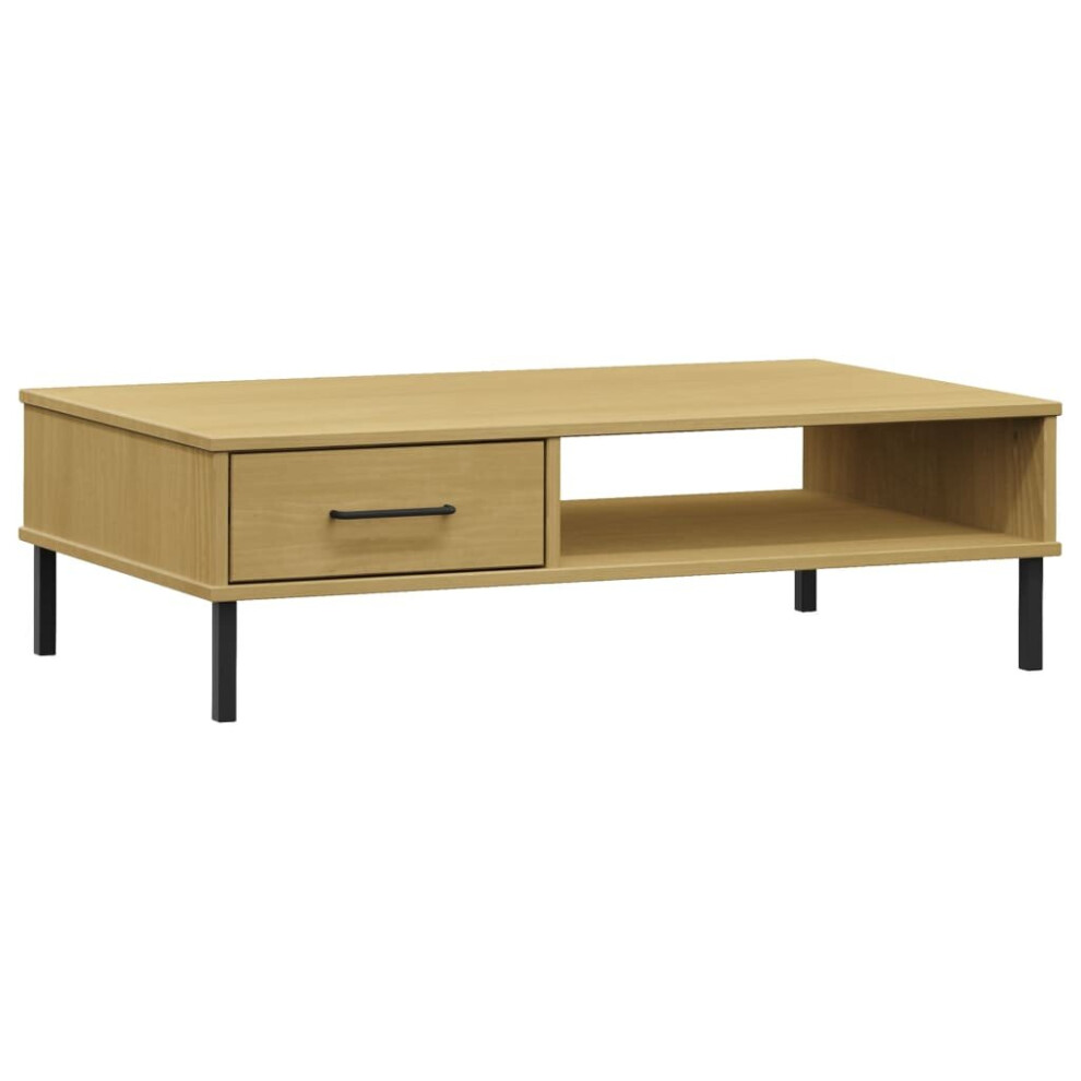 (brown) vidaXL Solid Wood Pine Coffee Table with Metal Legs OSLO Desk Multi Colours