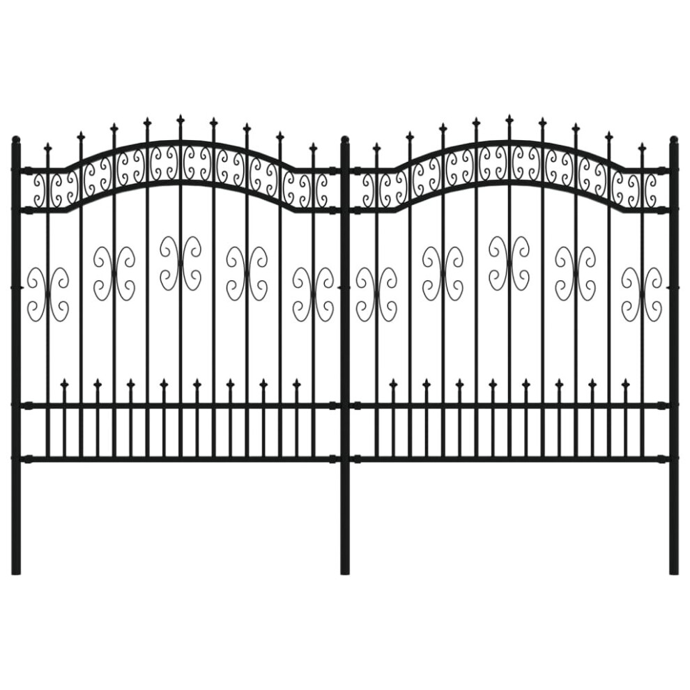 (240 x 165 cm) vidaXL Garden Fence with Spear Top Black Powder-coated Steel Fence Multi Sizes