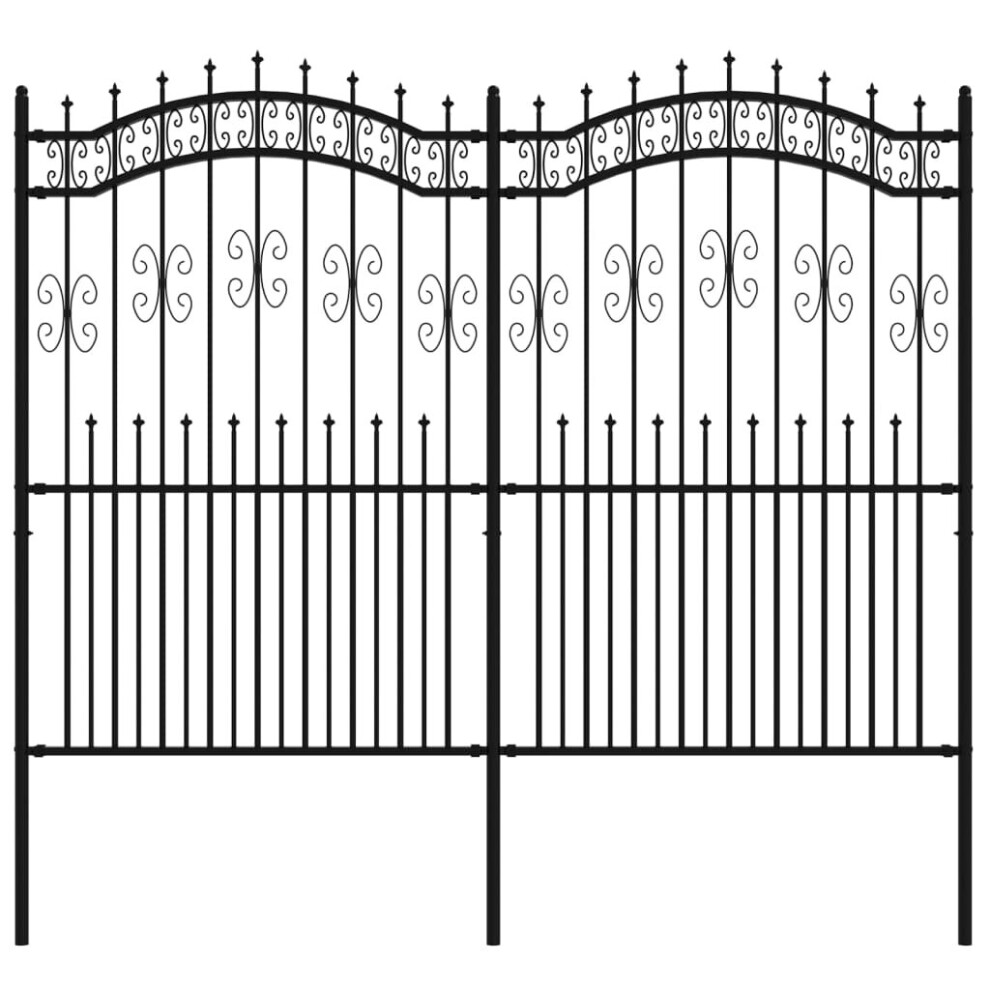 (240 x 222 cm) vidaXL Garden Fence with Spear Top Black Powder-coated Steel Fence Multi Sizes