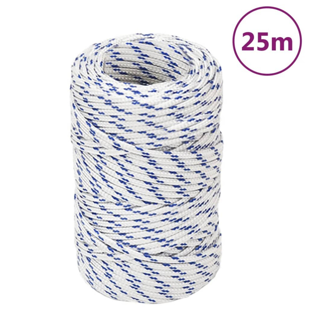 (white and blue, 2 mm/ 25 m) Marine Rope Dock Coil Boat Line Polypropylene Rope Multi Sizes Multi Colours