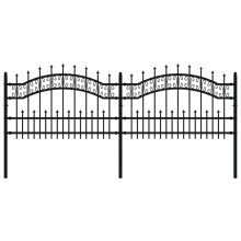 vidaXL Gartenzaun KAMPEN mit Speerspitze Schwarz 240 x 75 cm Stahl