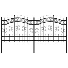(240 x 140 cm) vidaXL Garden Fence with Spear Top Black Powder-coated Steel Fence Multi Sizes
