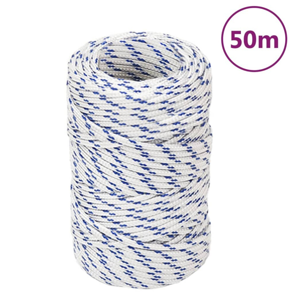 (white and blue, 2 mm/ 50 m) Marine Rope Dock Coil Boat Line Polypropylene Rope Multi Sizes Multi Colours