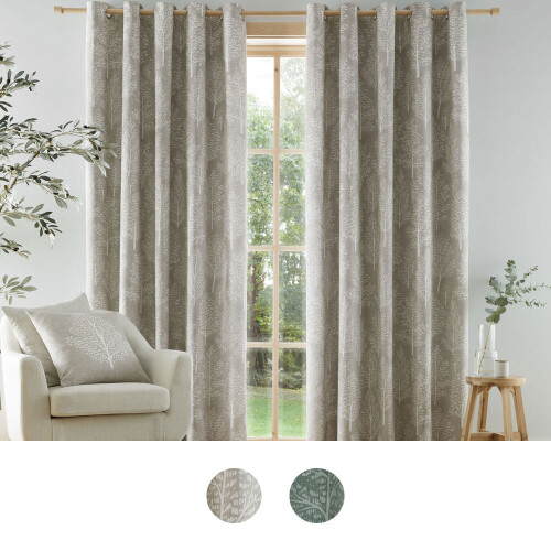 Catherine Lansfield Catherine Lansfield Alder Trees 100% Cotton Lined Eyelet Curtains