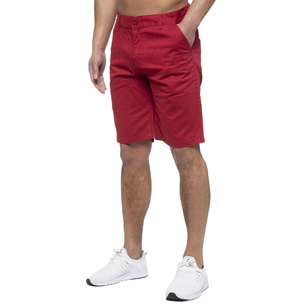 (40, Red) Enzo Mens Chino Shorts