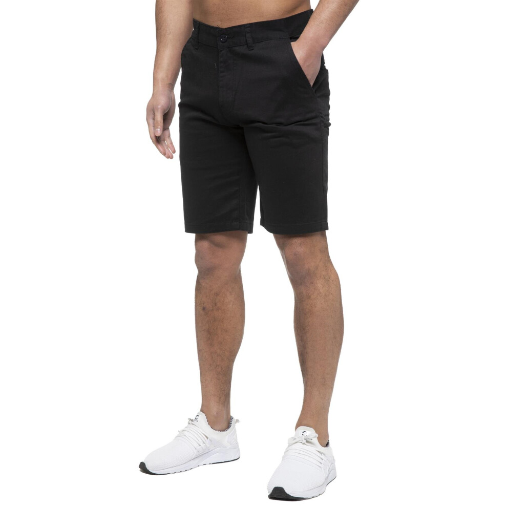 (38, Black) Enzo Mens Chino Shorts