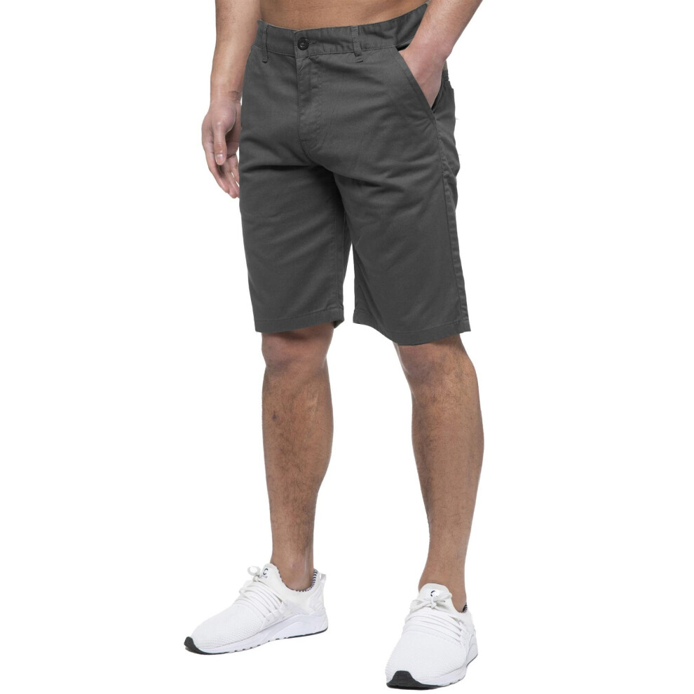 (34, Grey) Enzo Mens Chino Shorts