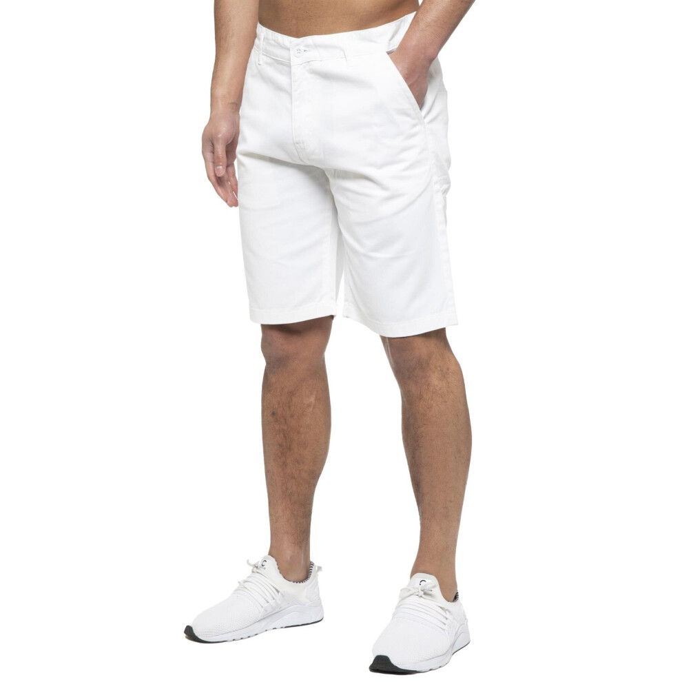 (30, White) Enzo Mens Chino Shorts