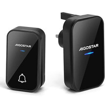 Aigostar Wireless Doorbell, Self-Powered Door Bells Wireless Cordless, No Battery Required Plug in Doorbell, Waterproof Door Chimes & Bells for Front