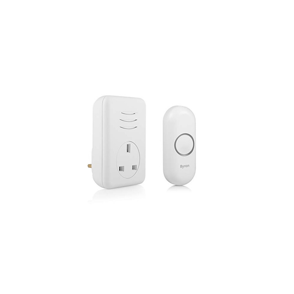 Byron DBY-22313UK Wireless Plug Through Doorbell Set, 150 m Range, 16 Melodies, White