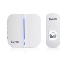 Byron DBY-23431 Wireless & Contactless Doorbell Kit - No Need to Press Button - 100 m Range in Open Field - 60 Melodies White DBY-23441