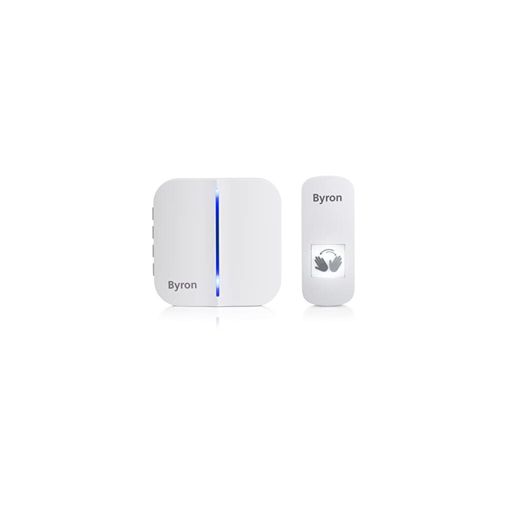 Byron DBY-23431 Wireless & Contactless Doorbell Kit - No Need to Press Button - 100 m Range in Open Field - 60 Melodies White DBY-23441