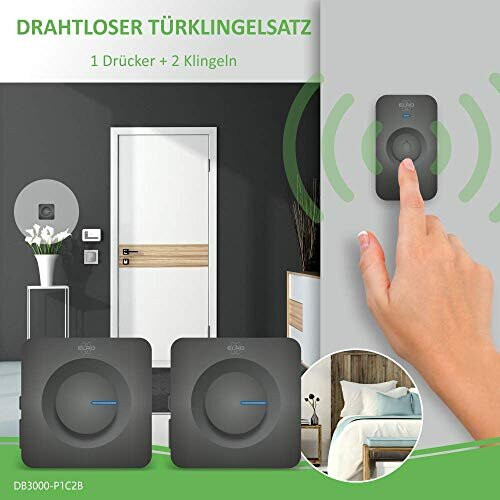 ELRO DB3000 Wireless Doorbell Set with 2 x Receiver with Battery ...