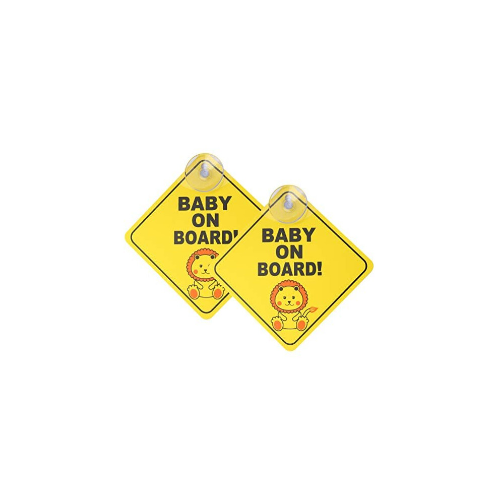 Kuou 2 Pcs Baby On Board Car Warning, Baby On Board Sticker Sign For Car Warning With Suction Cups