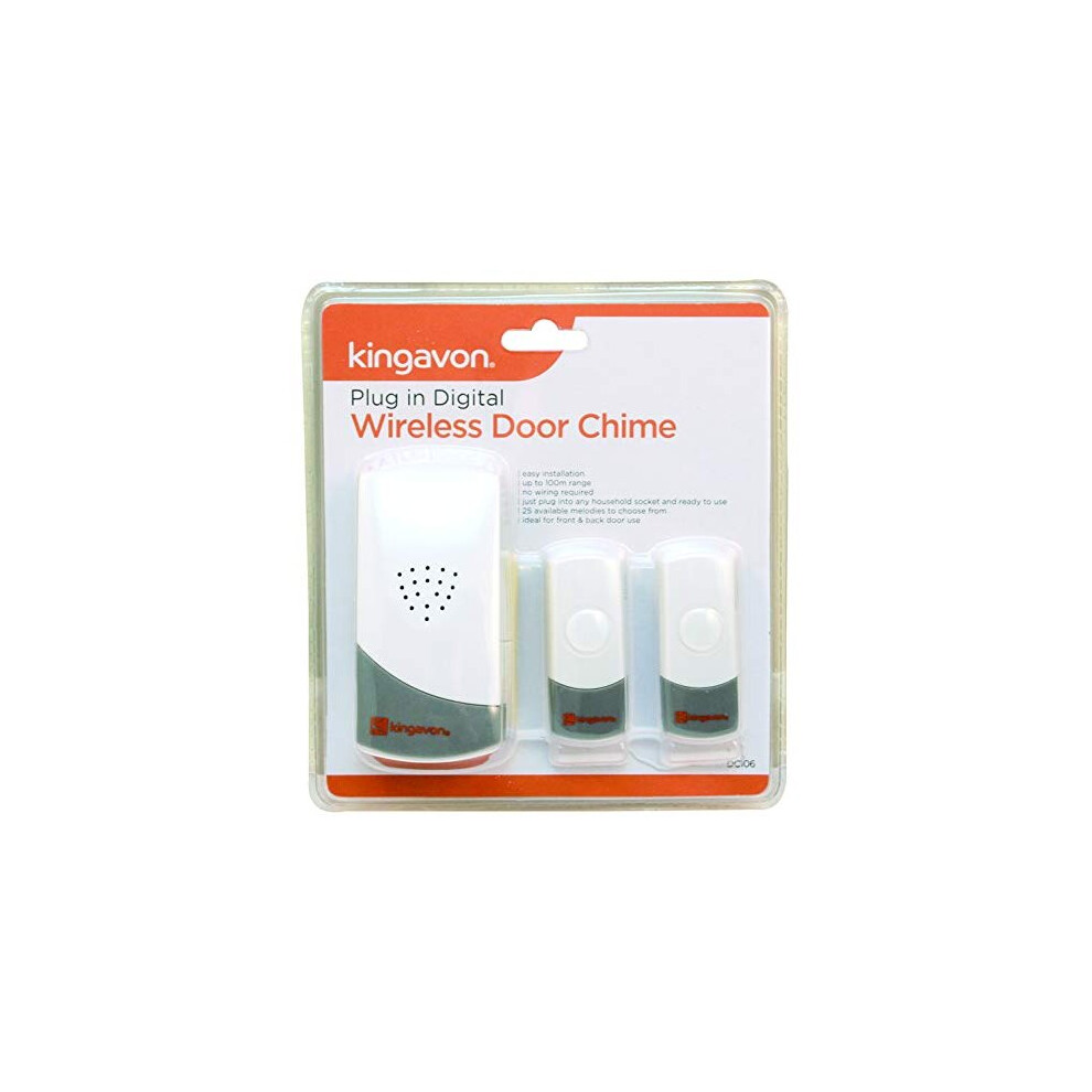 Kingavon Bb-Dc106 Plug-In Digital Wireless Door Chime With Extra Transmitter 5017403063537