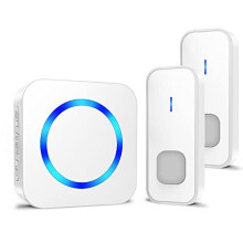 Wireless Doorbell,1300ft Long Range Waterproof Cordless Door Bell Chime Kit, 2 Remote Push Buttons 1 Plug-in Receiver with 55 Ringtones 5 Volume,