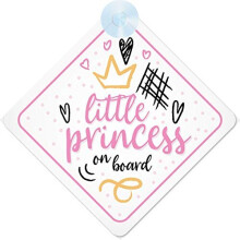mybabyonboard UK Princess On Board Pink with Crown (024) Non Personalised Car Sign New Baby Girl/Child Gift/Present