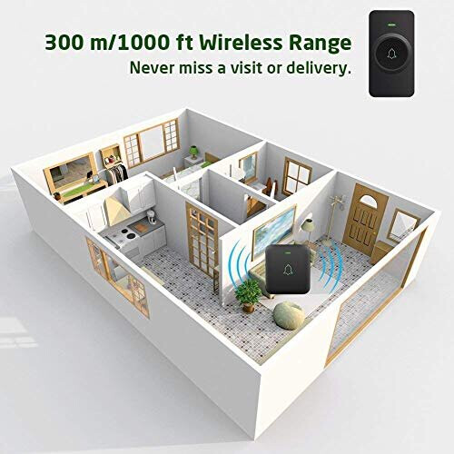 AVANTEK Wireless Doorbell - Code 52, 1000ft Range, IP55 Waterproof, Mini Receiver, 52 Chimes, 5 Volume Levels 2
