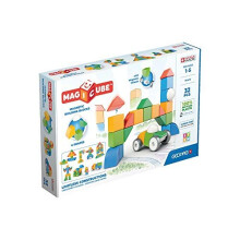 Geomag - Magicube 1+ Shapes - Magnetic Blocks for Kids - 4 Colours and Shapes - 32 Cubes ? 100 Percent Recycled Plastic