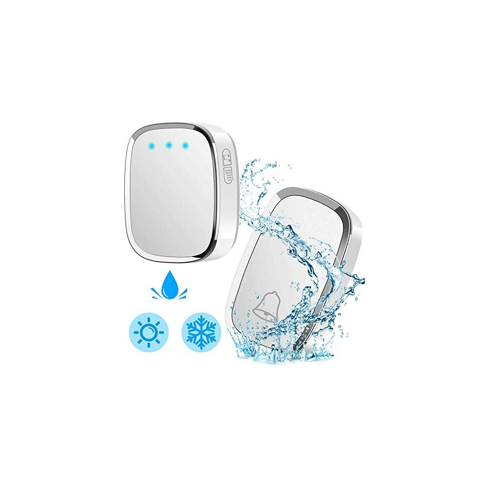 Door Bell Loud Wireless Doorbell with 4 Level Volume, 300M Range, 36 Chimes Ringstones IP44 Waterproof Wall Plug-in Cordless Door Chime Kit, 1000ft