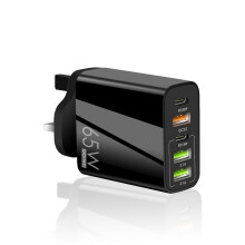 (Black, UK Plug) 65w Pd Charger Fast Wall Charger 5 Port Power Adapter For Phone Tablet