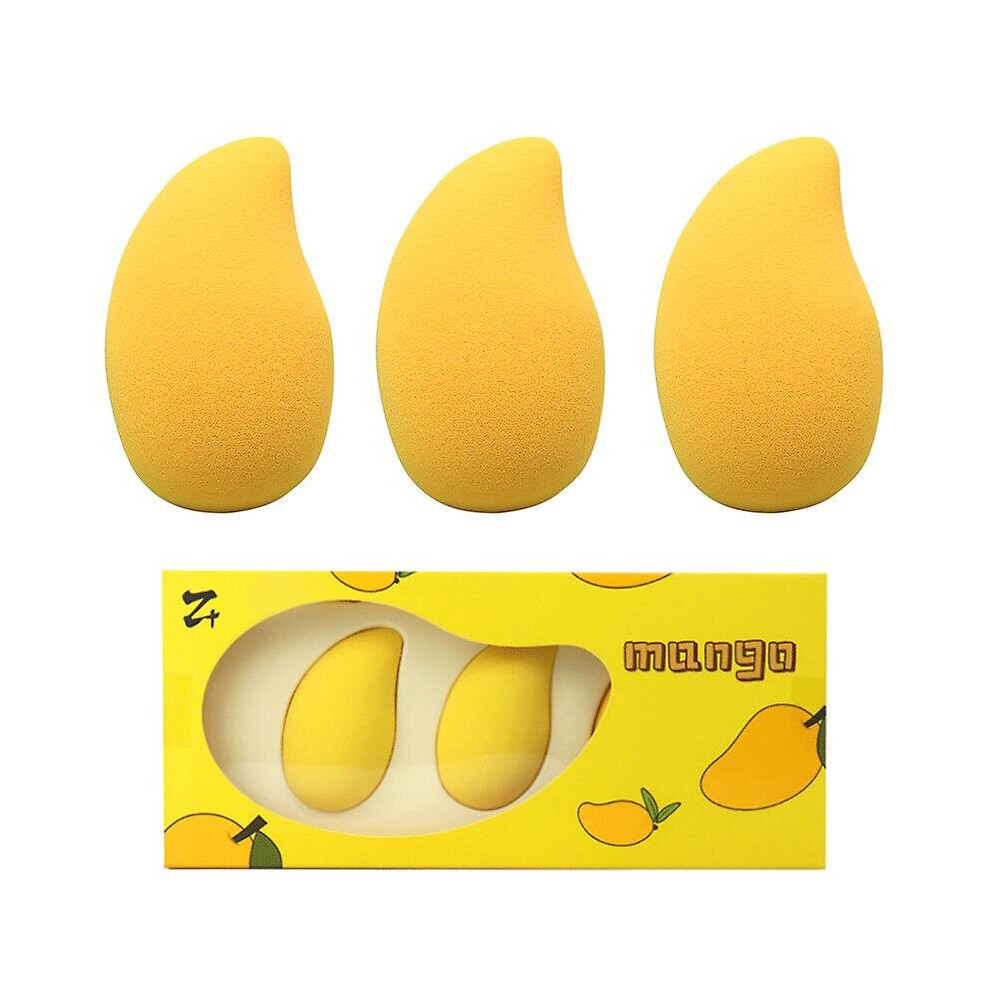 3pcs Makeup Sponges Set Mango Shaped Blender Sponge Cosmetic Puff With Holder