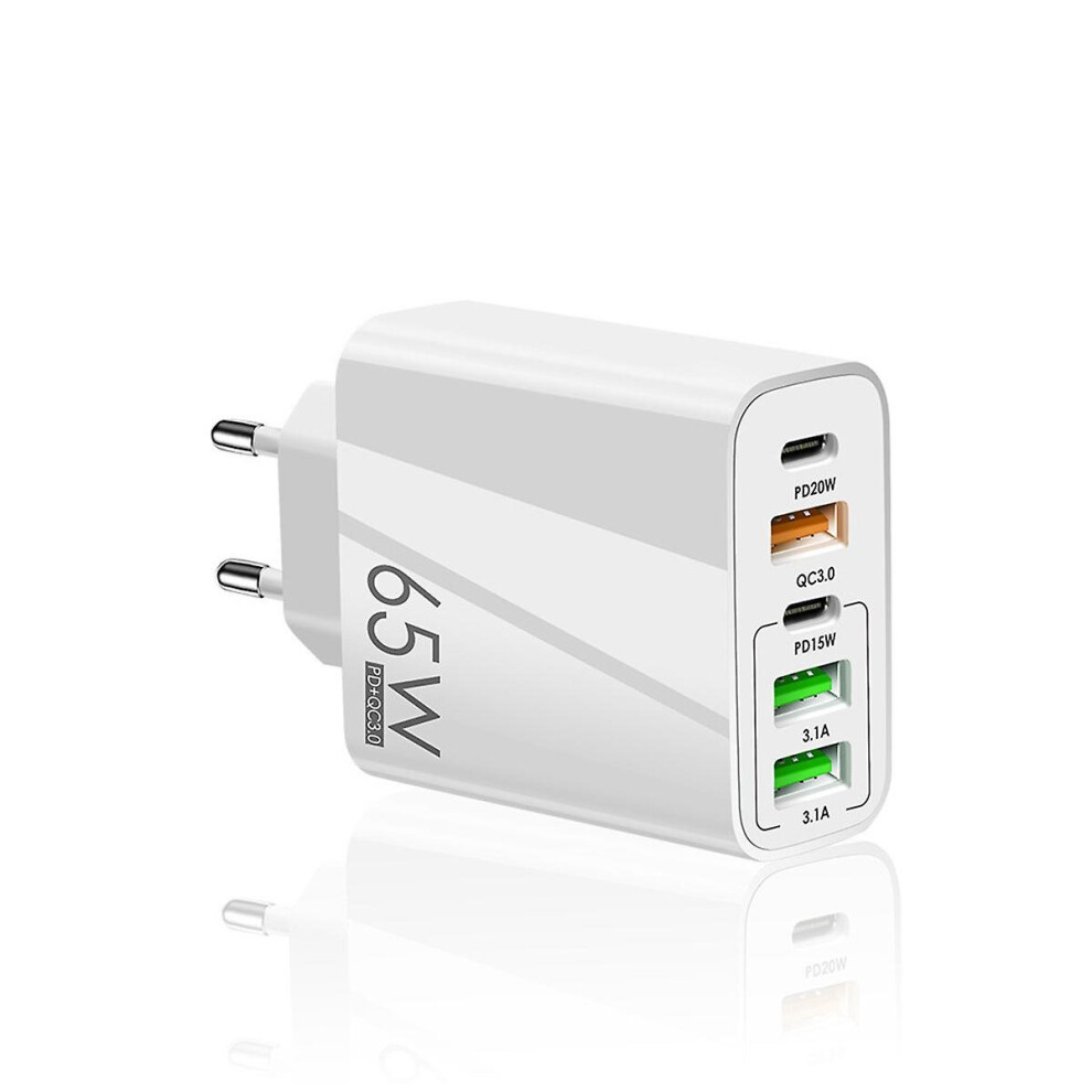 (, Eu Plug) 65W Pd Charger Fast Wall Charger 5 Port Power Adapter For Phone Tablet White 768619233744