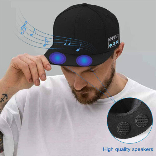 (Black) Bluetooth Hat Wireless Smart Baseball Cap With Hd Stereo Speaker For Outdoor 1