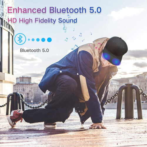 (Black) Bluetooth Hat Wireless Smart Baseball Cap With Hd Stereo Speaker For Outdoor 2