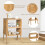 Costway 2pcs Stackable Side Table Bamboo Table Sturdy Waterproof Nightstand 7