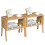 Costway 2pcs Stackable Side Table Bamboo Table Sturdy Waterproof Nightstand 1