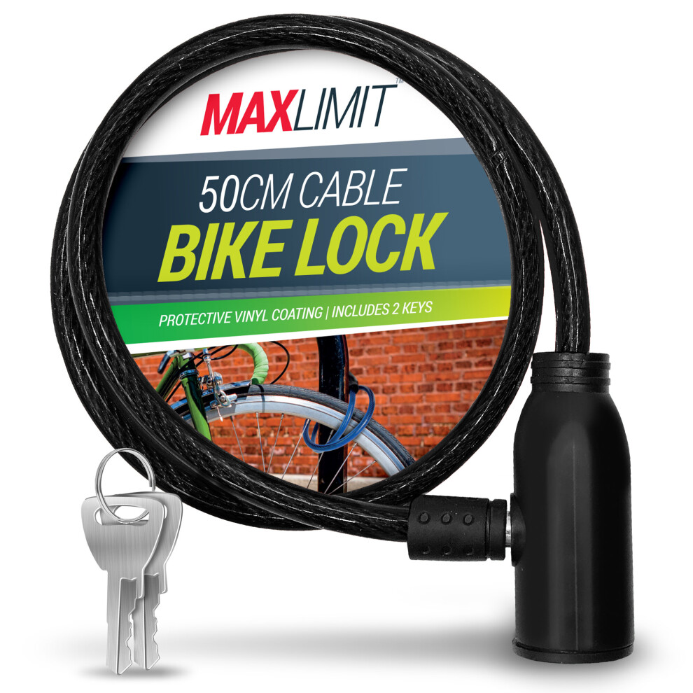 (BLACK) Cable Bike Lock with Key | Cable Lock Made With Tough Braided Steel Wire