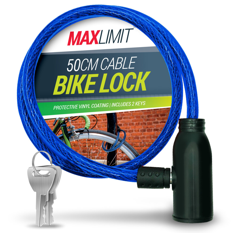 (BLUE) Cable Bike Lock with Key | Cable Lock Made With Tough Braided Steel Wire