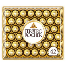 Ferrero Rocher Pralines, Chocolate Hamper Valentine's Day, Easter, Gift Box, Whole Hazelnut Covered in Milk Chocolate and Nut Croquante, Pack of 42