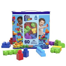 MEGA BLOKS Big Building Bag building set with 60 big and colorful building blocks, and 1 storage bag, toy gift set for ages 1 and up